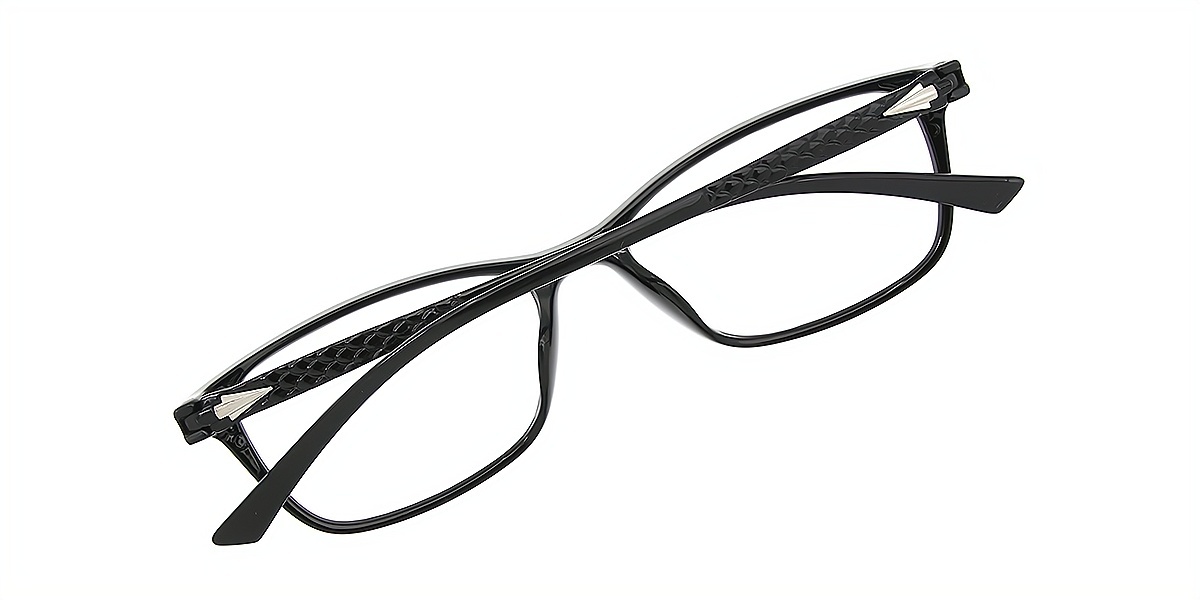Black Rectangle Retro Plastic Eyeglasses