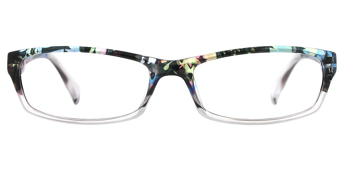 Floral Rectangle Retro Ornate Plastic Eyeglasses