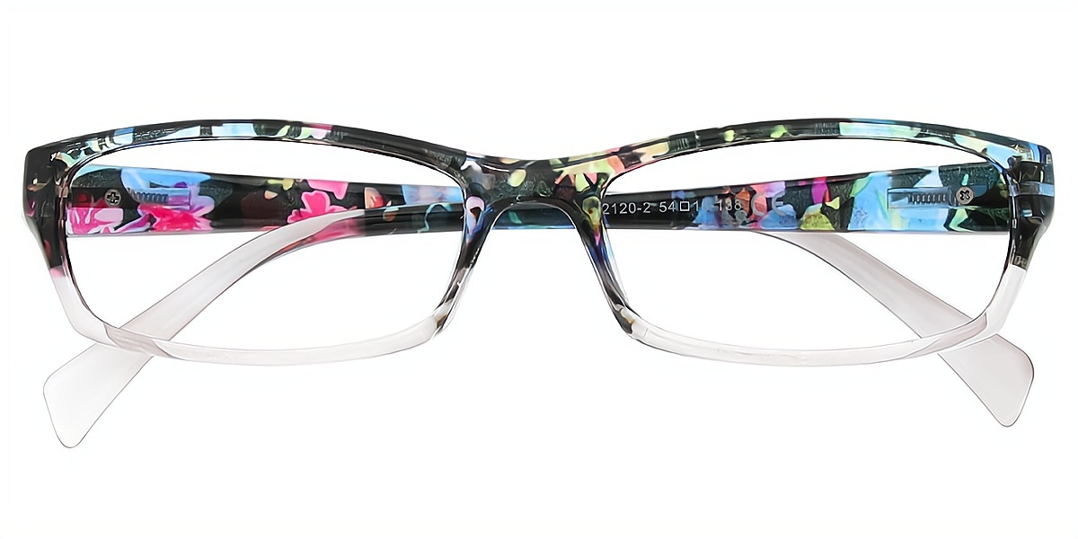 Floral Rectangle Retro Ornate Plastic Eyeglasses