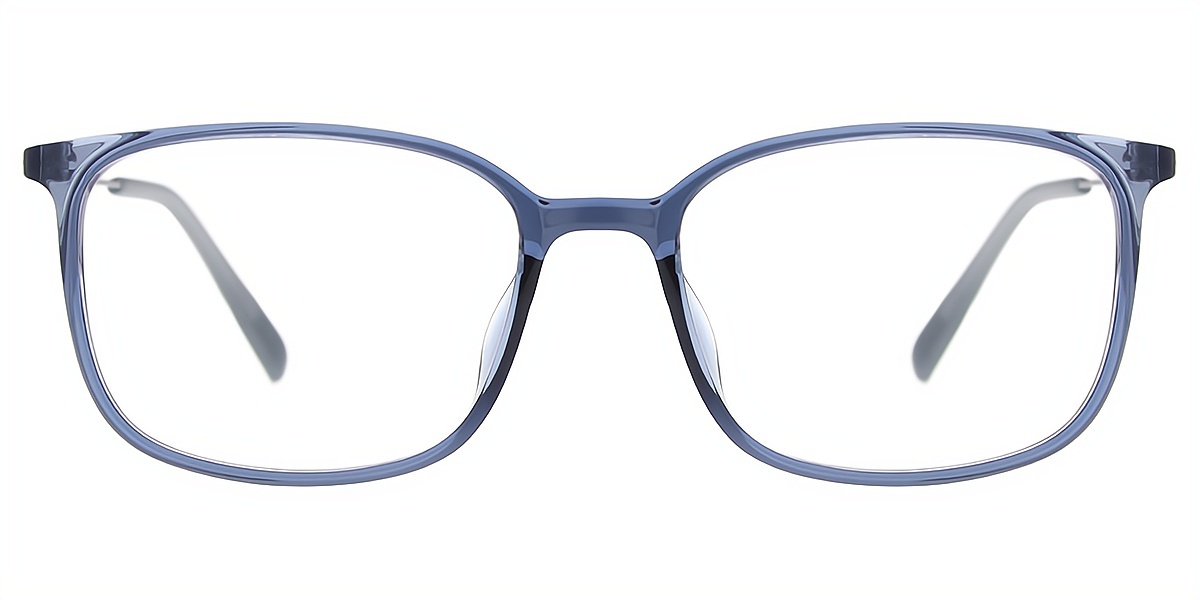 Blue Rectangle Simple Lightweight Mixed Materials Eyeglasses