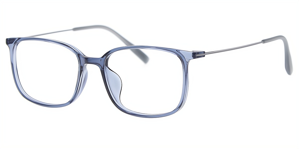 Blue Rectangle Simple Lightweight Mixed Materials Eyeglasses
