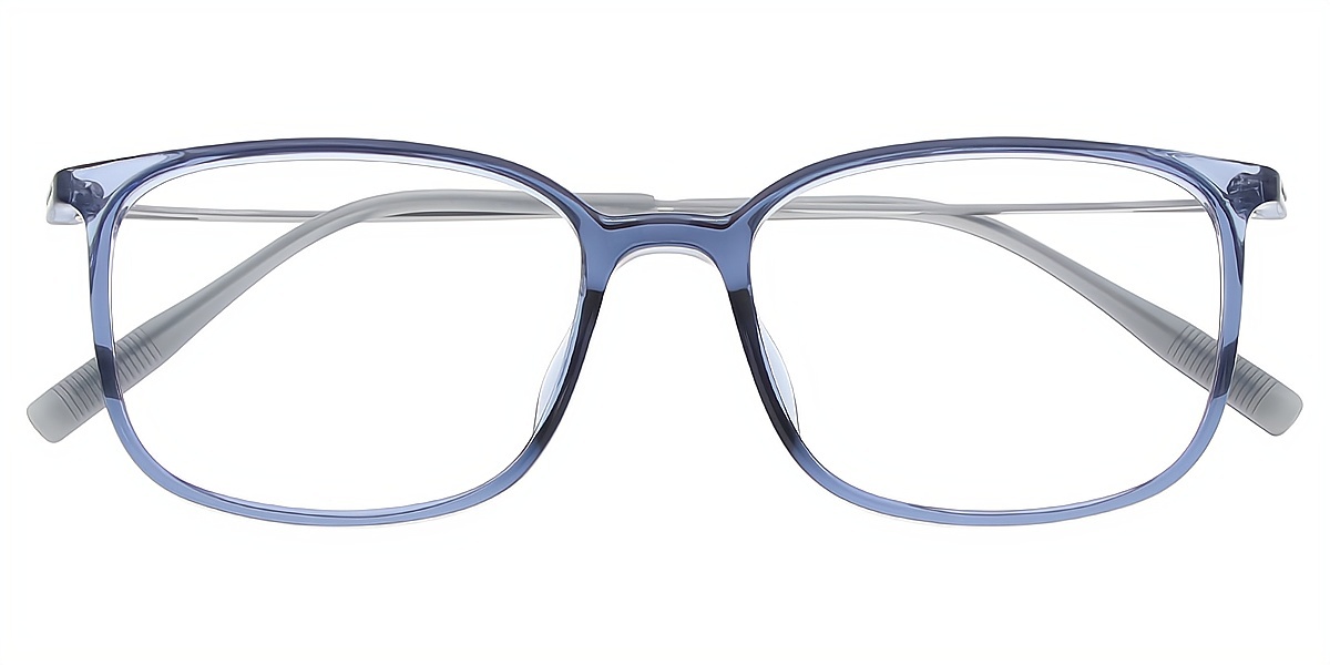 Blue Rectangle Simple Lightweight Mixed Materials Eyeglasses
