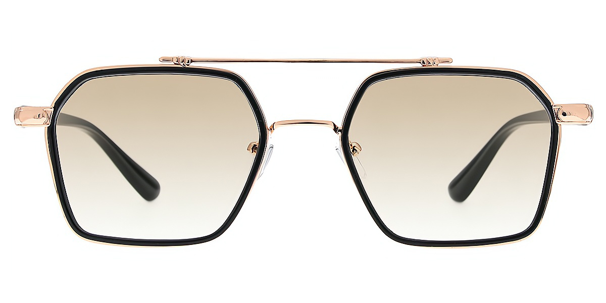 Golden Aviator Chic Oversized Mixed Materials Eyeglasses