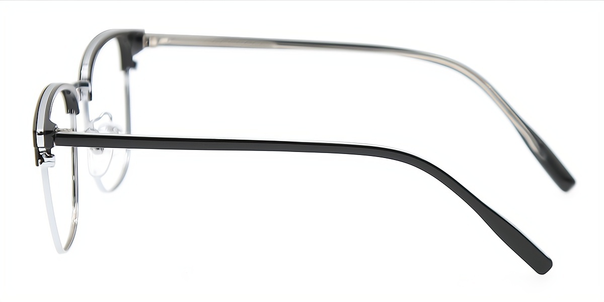 Black Browline Classic Mixed Materials Eyeglasses