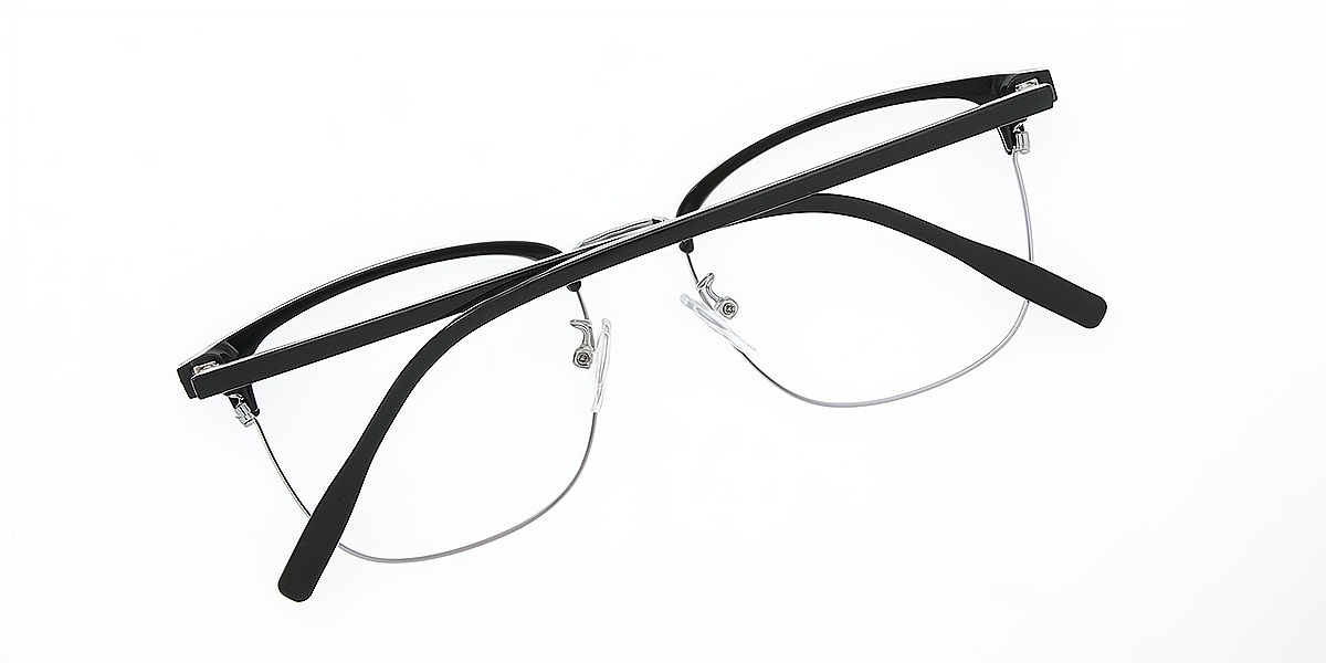 Black Browline Classic Mixed Materials Eyeglasses