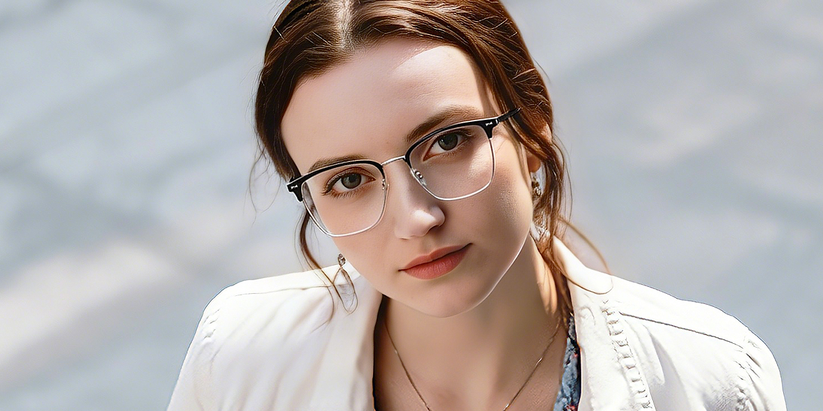 Black Browline Classic Mixed Materials Eyeglasses