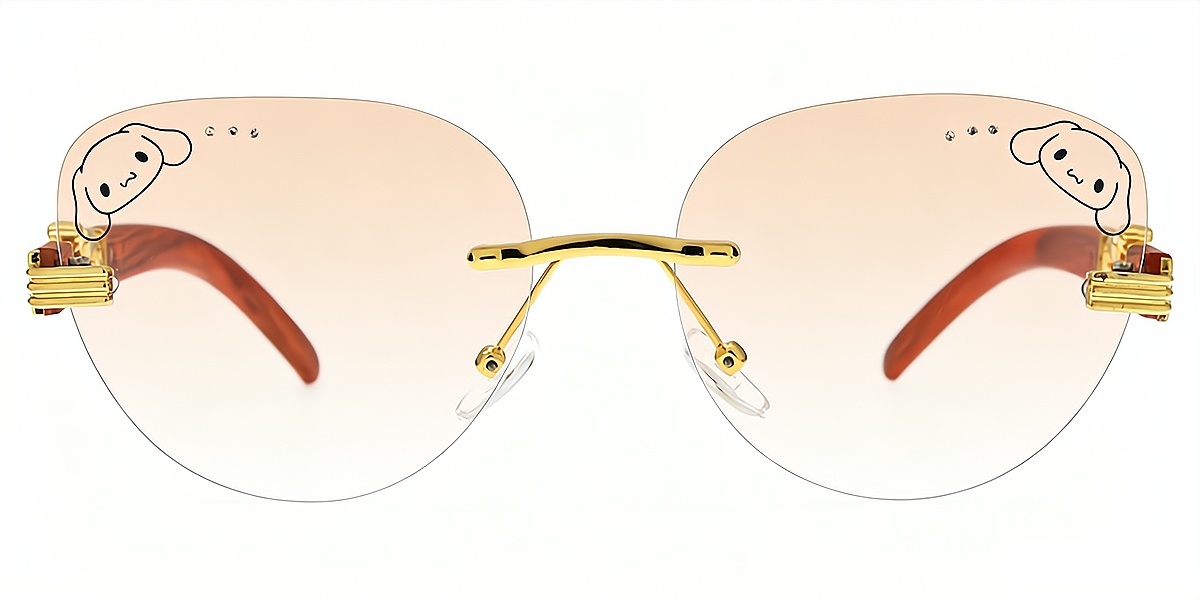 Golden Cat Eye Unique Geek-Chic Mixed Materials Eyeglasses