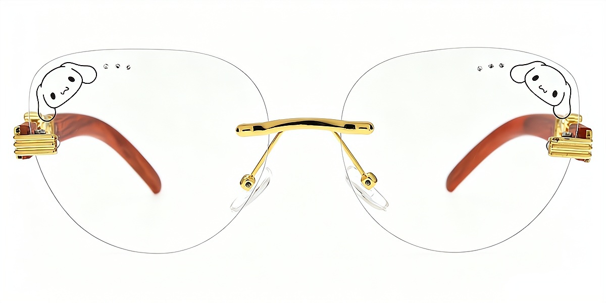 Golden Cat Eye Unique Geek-Chic Mixed Materials Eyeglasses