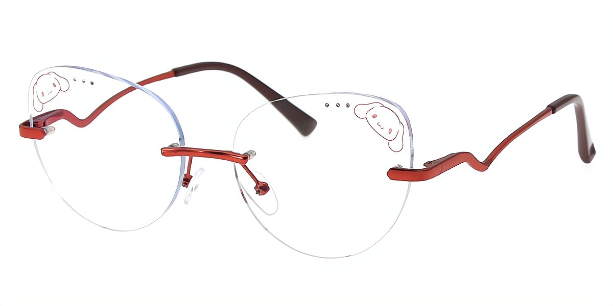 Red Cat Eye Unique Geek-Chic Mixed Materials Eyeglasses