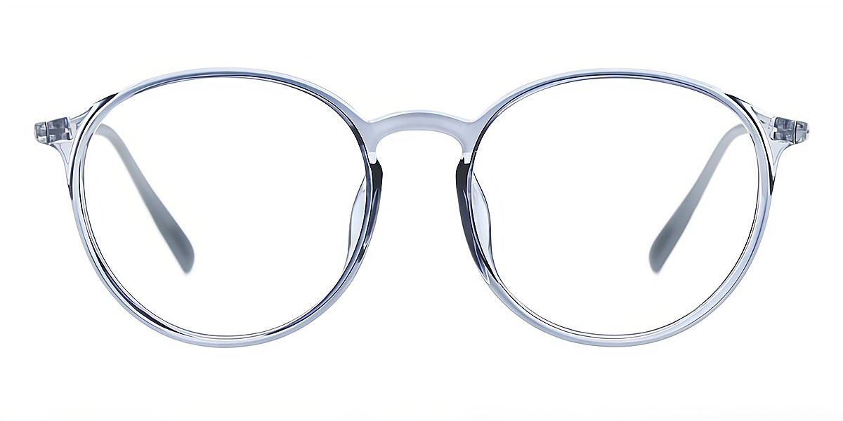 Light Blue Round Simple Mixed Materials Eyeglasses