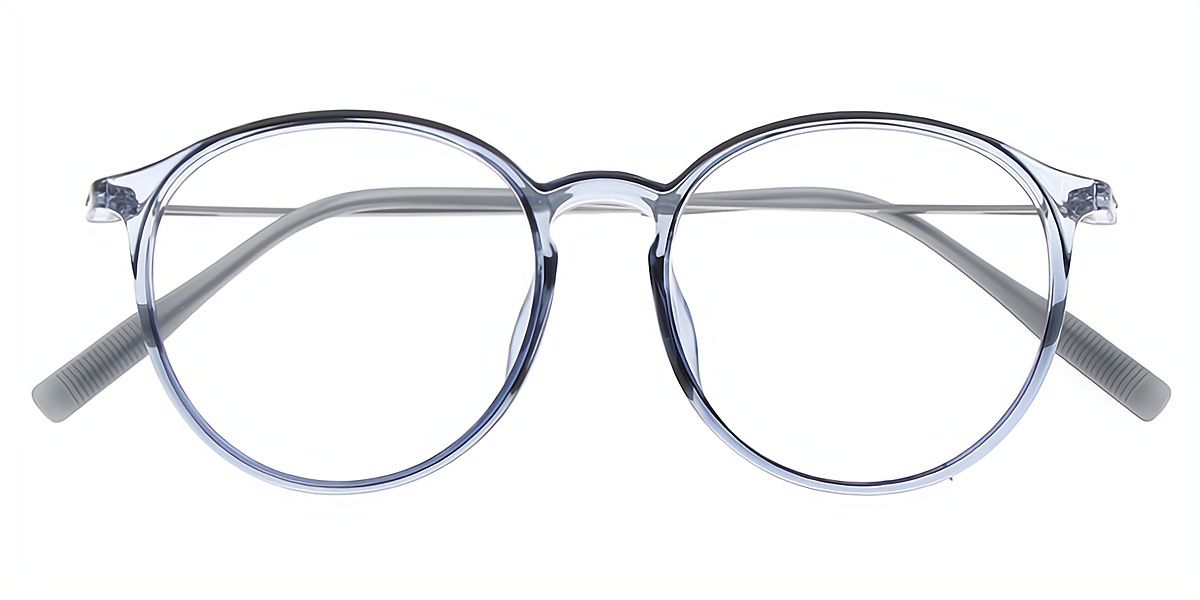 Light Blue Round Simple Mixed Materials Eyeglasses