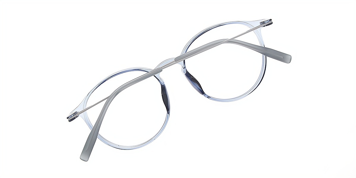Light Blue Round Simple Mixed Materials Eyeglasses