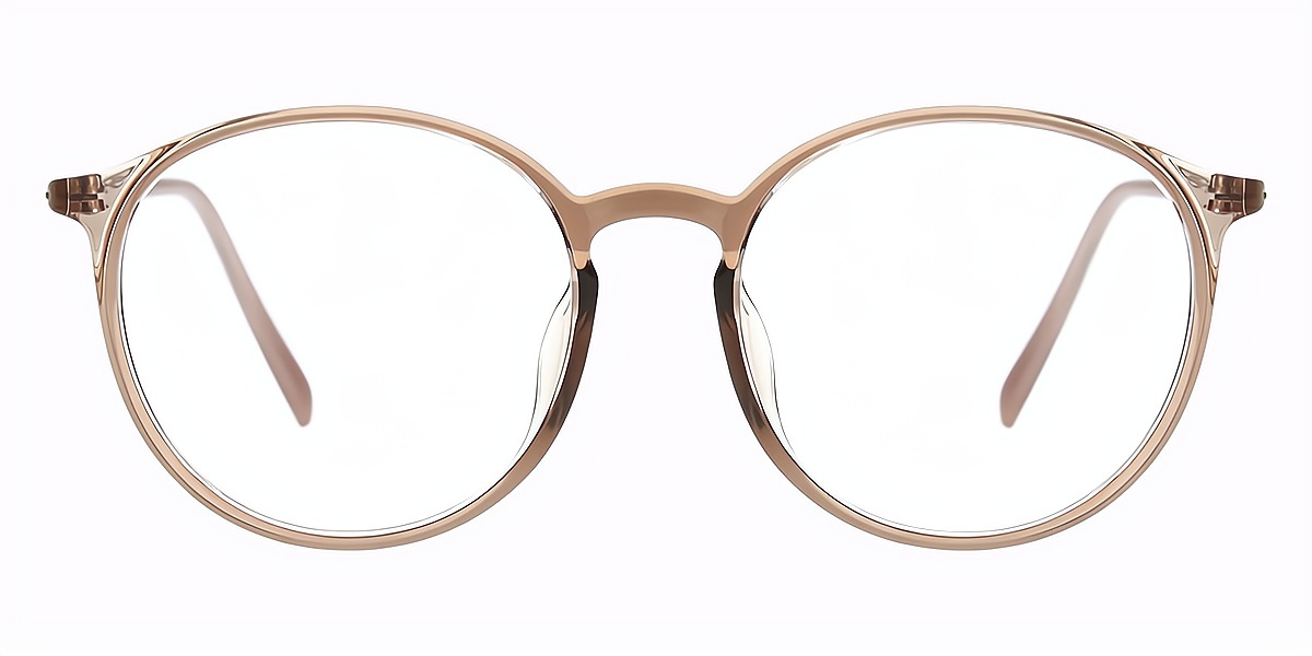 Light Brown Round Simple Mixed Materials Eyeglasses