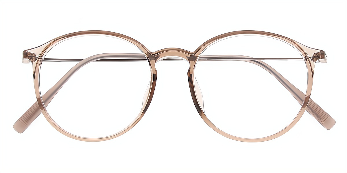 Light Brown Round Simple Mixed Materials Eyeglasses