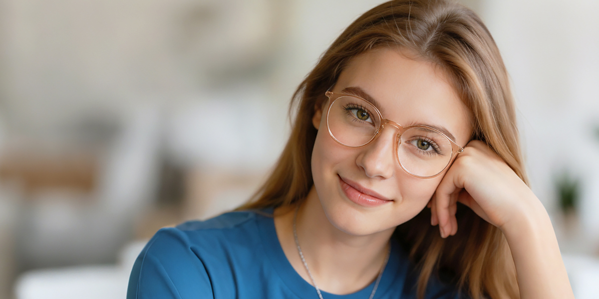 Light Brown Round Simple Mixed Materials Eyeglasses