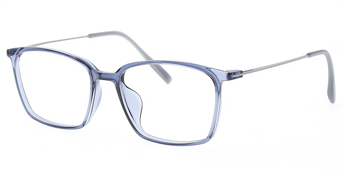 Light Blue Rectangle Simple Mixed Materials Eyeglasses