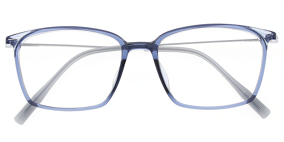 Light Blue Rectangle Simple Mixed Materials Eyeglasses