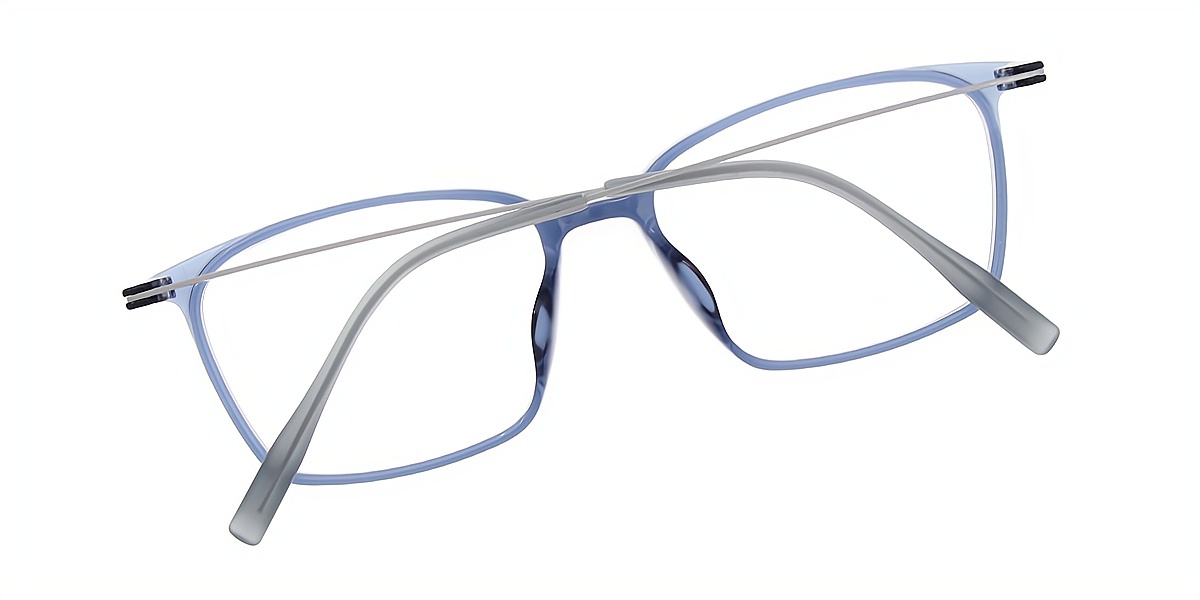 Light Blue Rectangle Simple Mixed Materials Eyeglasses