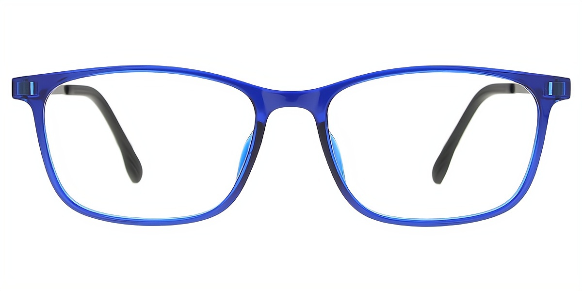 Blue Rectangle Simple Mixed Materials Eyeglasses