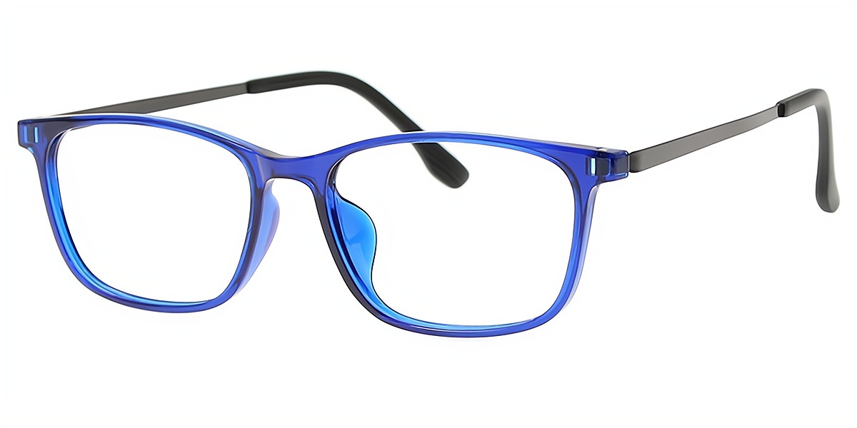 Blue Rectangle Simple Mixed Materials Eyeglasses