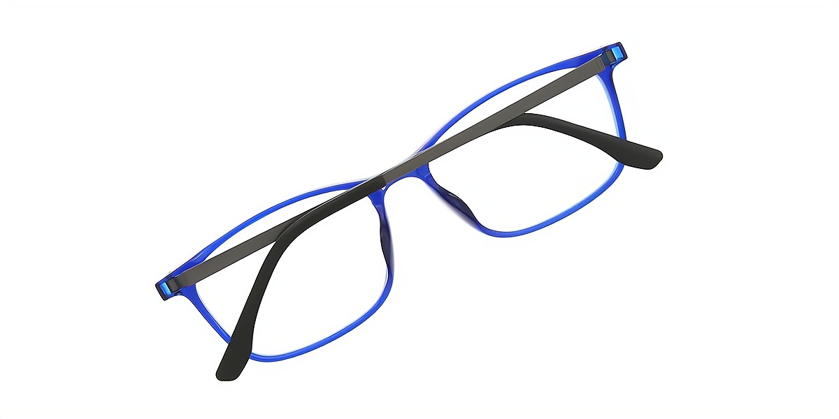 Blue Rectangle Simple Mixed Materials Eyeglasses