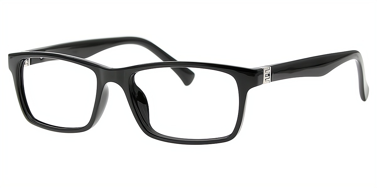 Black Rectangle Simple Plastic Eyeglasses