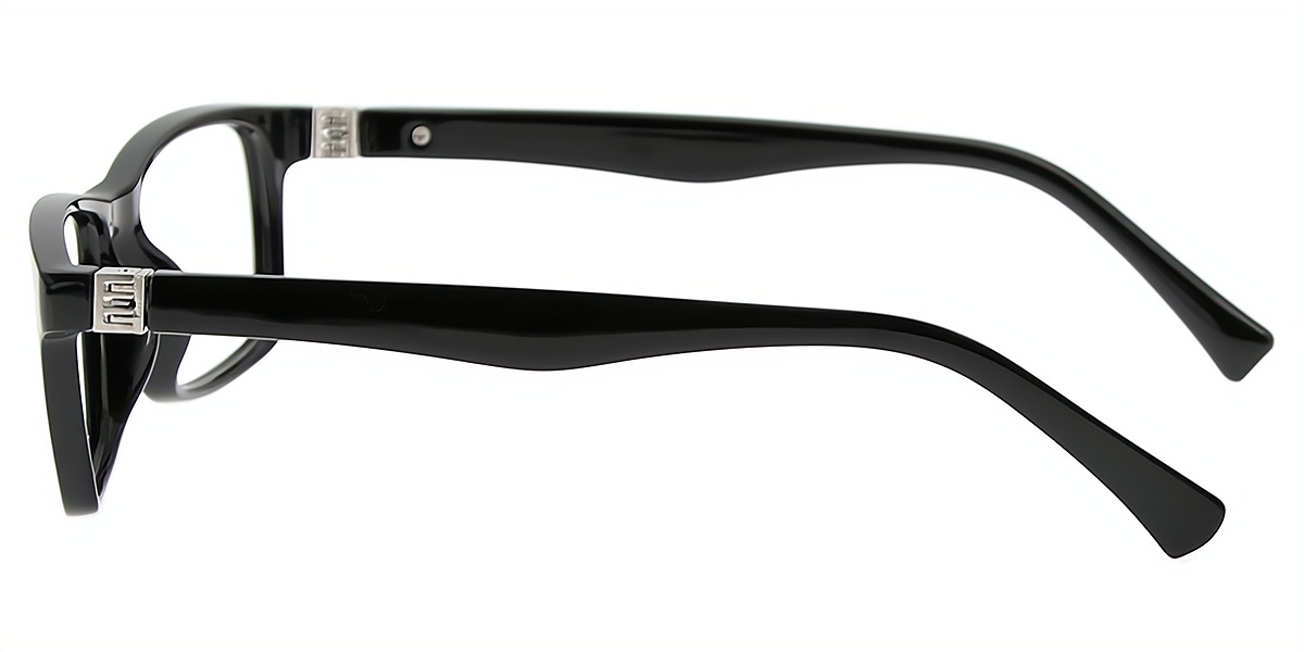Black Rectangle Simple Plastic Eyeglasses