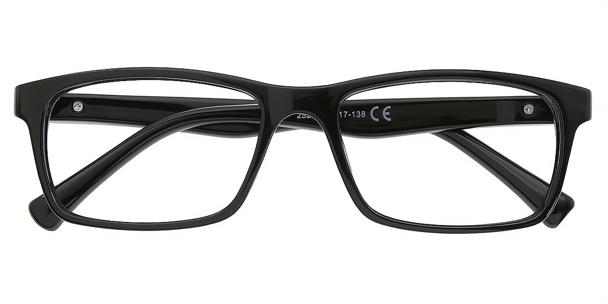 Black Rectangle Simple Plastic Eyeglasses
