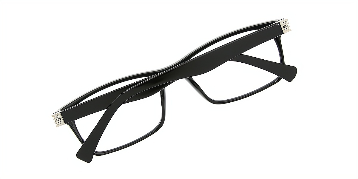 Black Rectangle Simple Plastic Eyeglasses