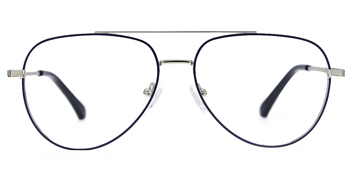 Blue Aviator Classic Metal Eyeglasses