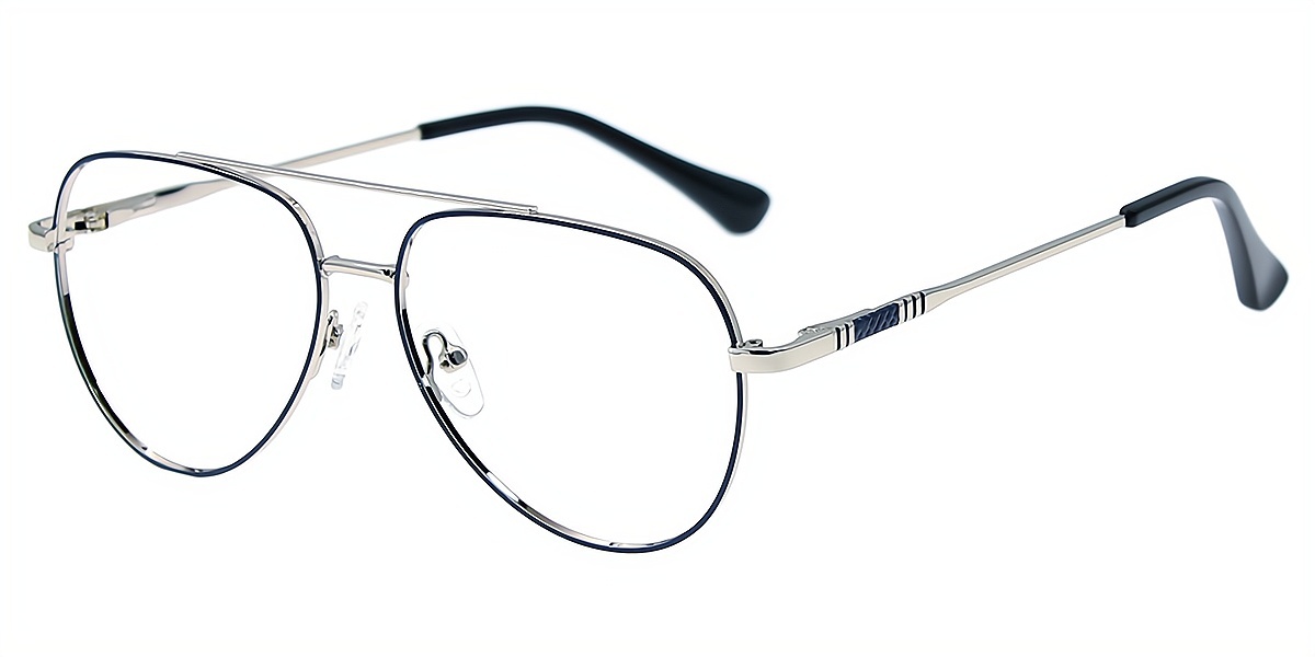 Blue Aviator Classic Metal Eyeglasses