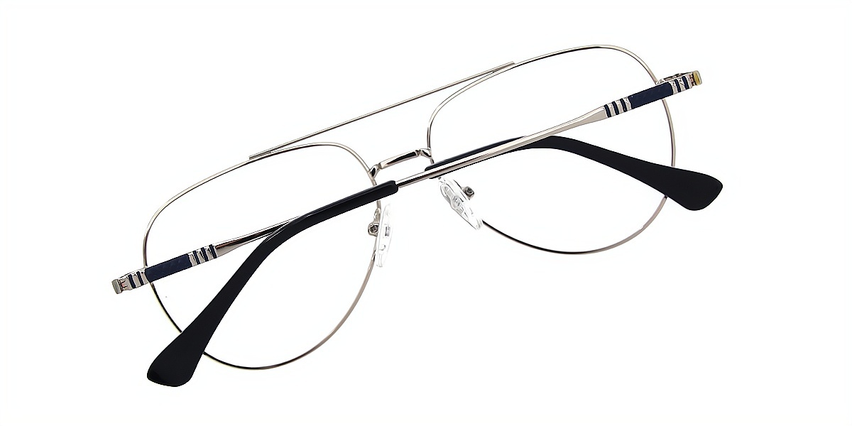 Blue Aviator Classic Metal Eyeglasses