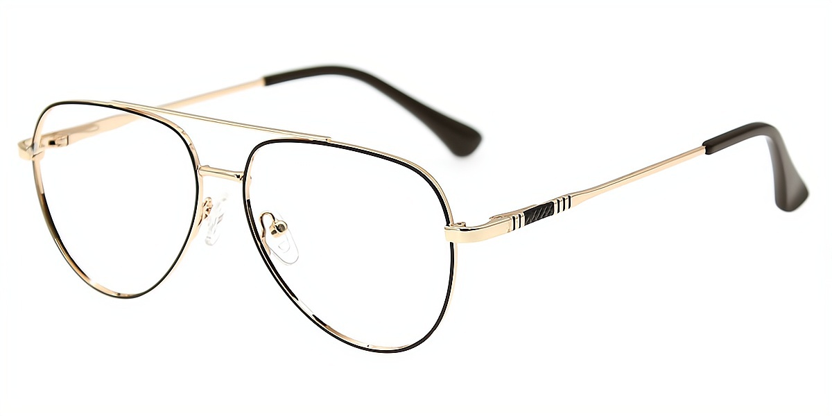 Brown Aviator Classic Metal Eyeglasses