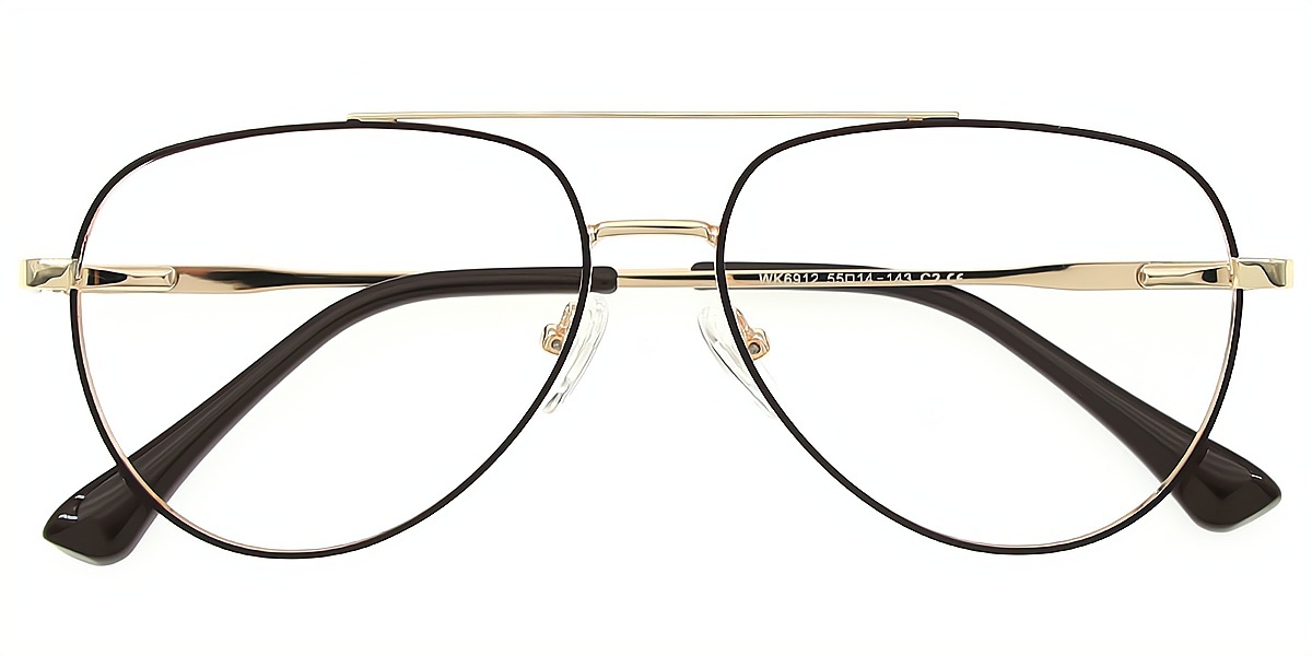 Brown Aviator Classic Metal Eyeglasses