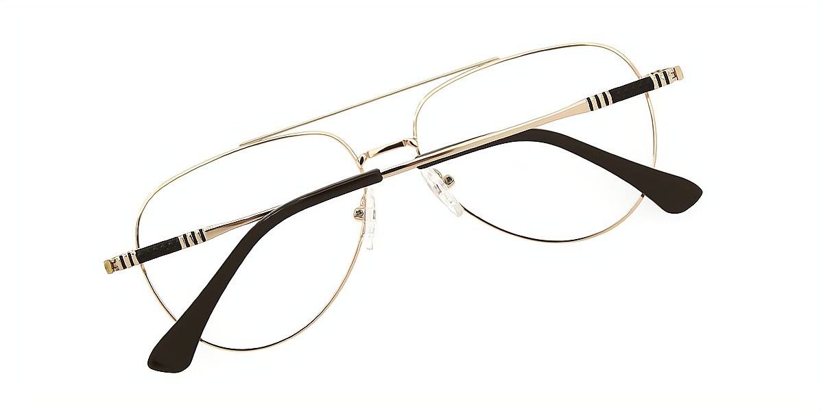 Brown Aviator Classic Metal Eyeglasses