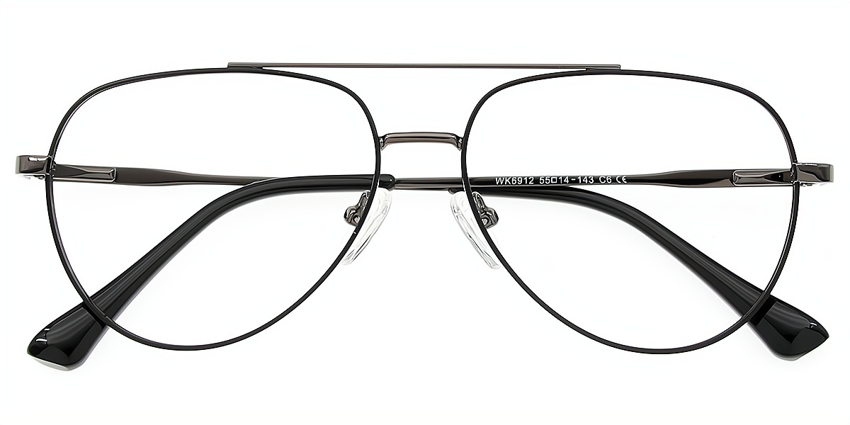 Gray Aviator Classic Metal Eyeglasses