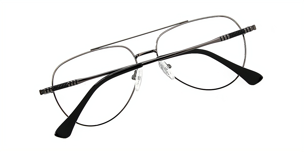 Gray Aviator Classic Metal Eyeglasses