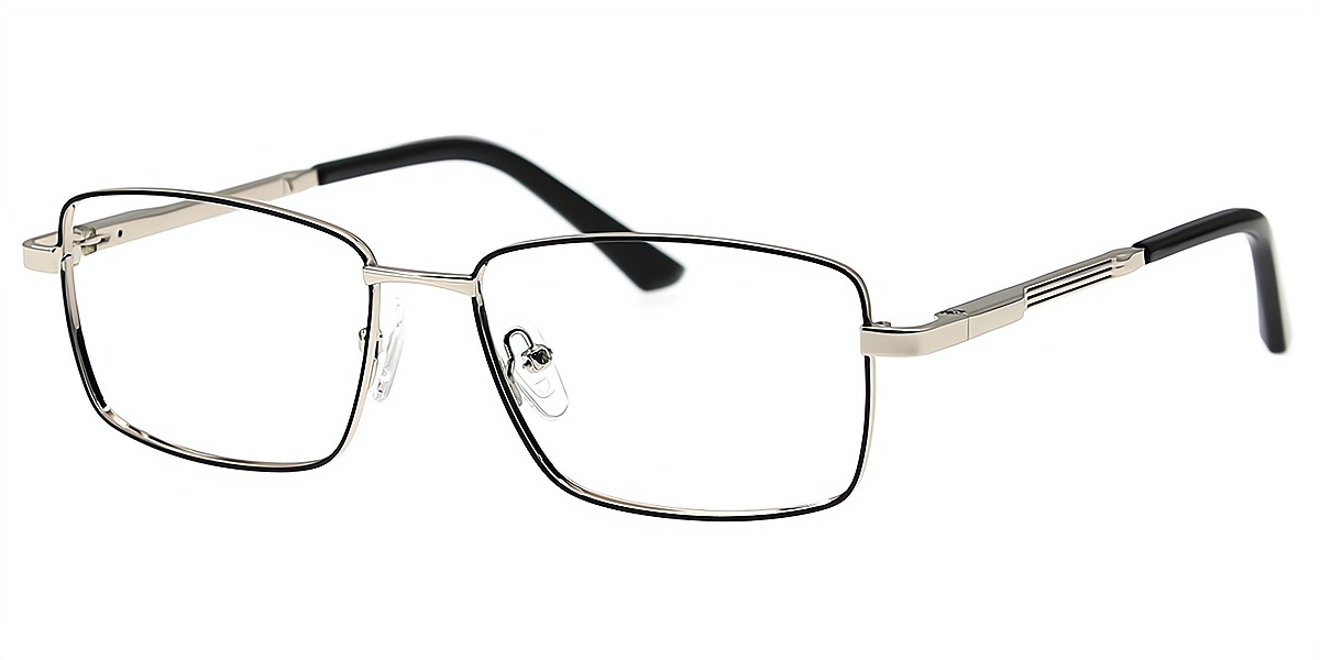 Black Rectangle Elegant Metal Eyeglasses