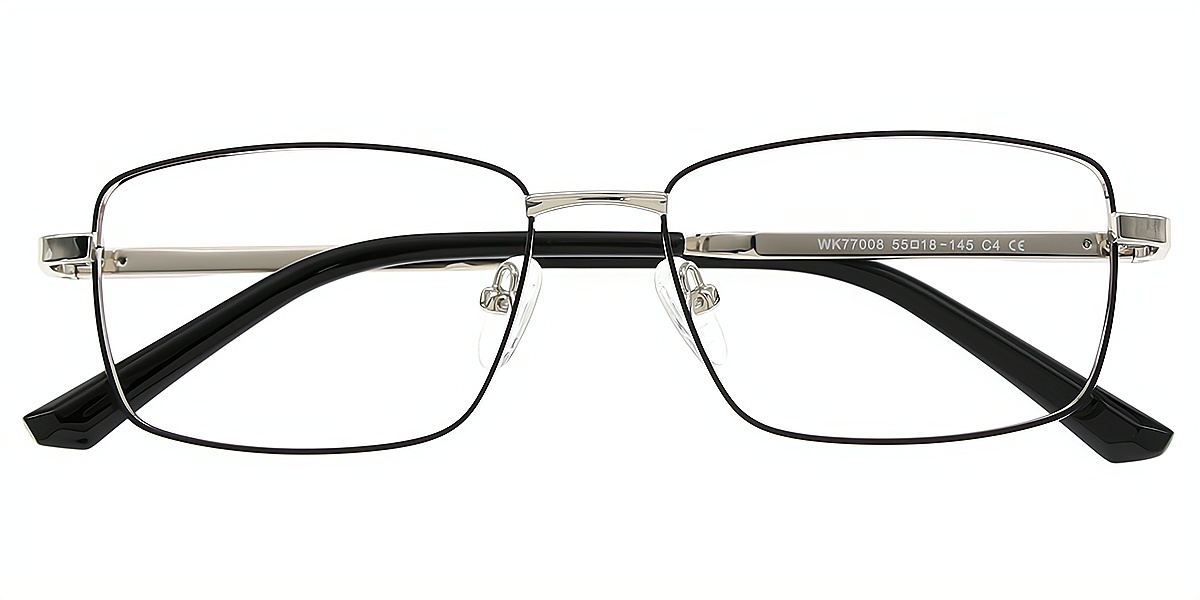 Black Rectangle Elegant Metal Eyeglasses