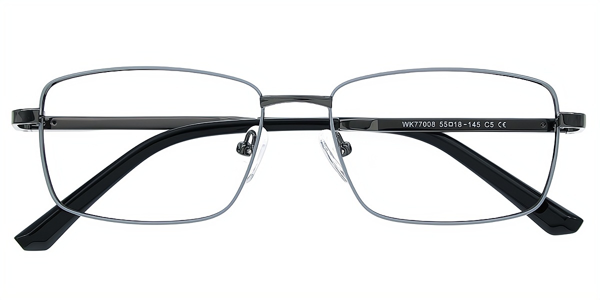 Gray Rectangle Elegant Metal Eyeglasses