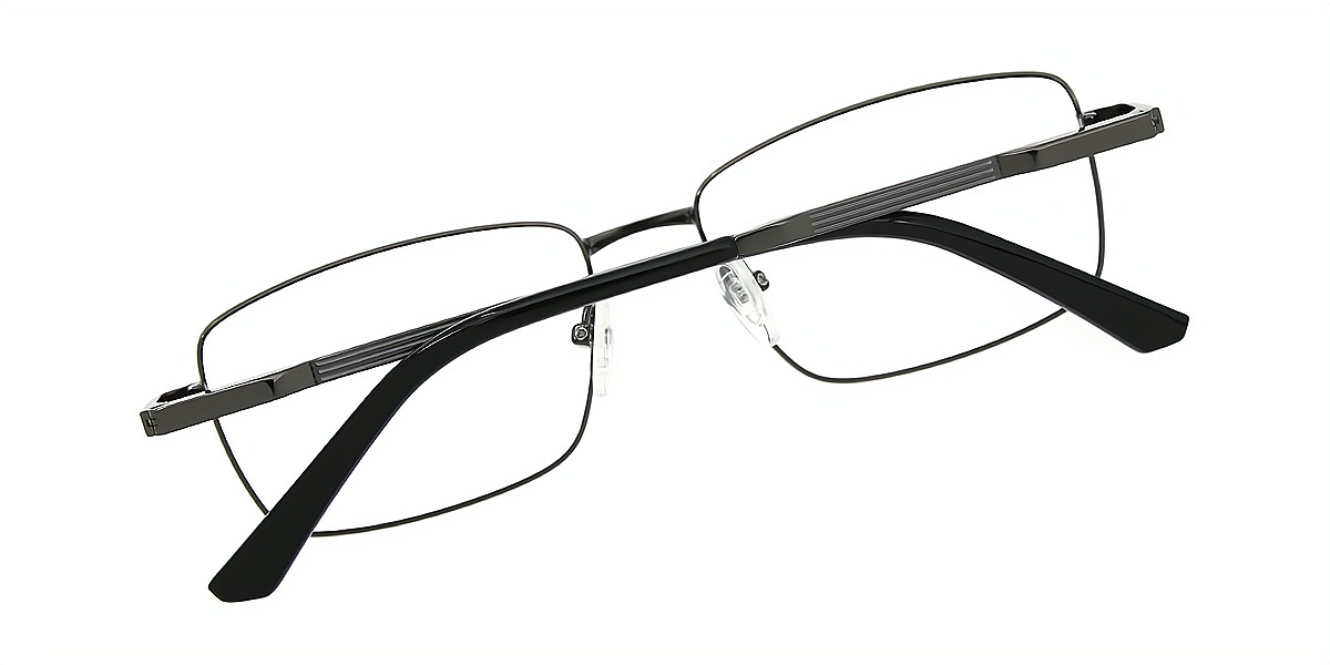 Gray Rectangle Elegant Metal Eyeglasses