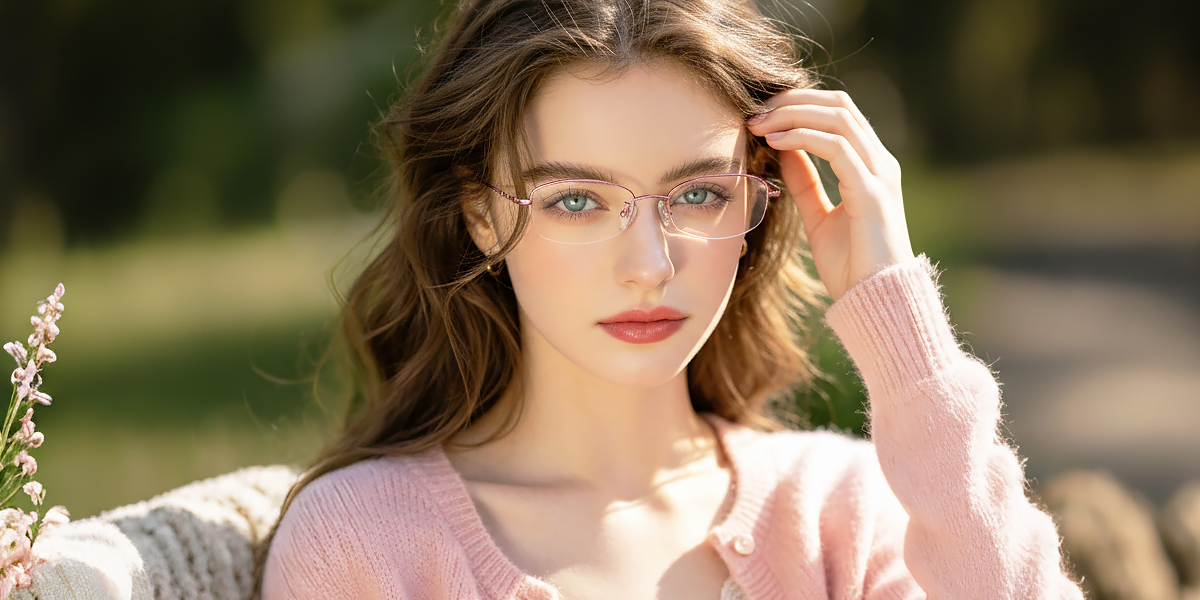 Pink Oval Refined Metal Eyeglasses