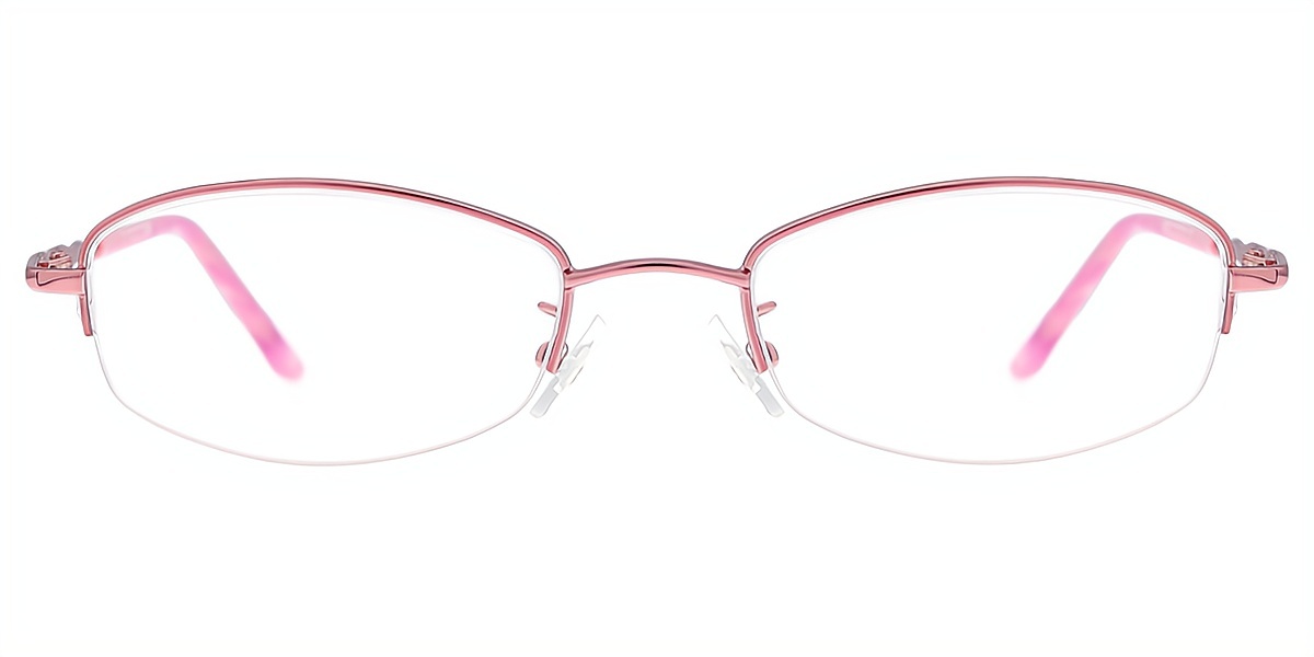 Pink Oval Refined Metal Eyeglasses
