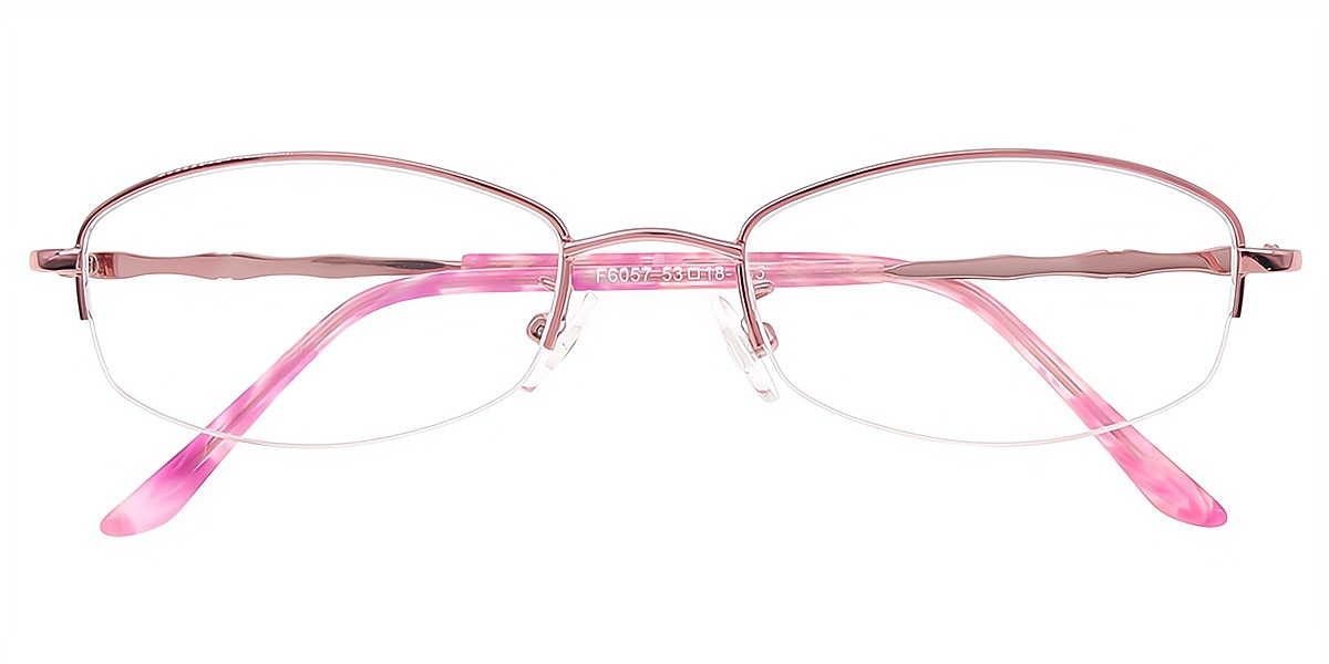 Pink Oval Refined Metal Eyeglasses