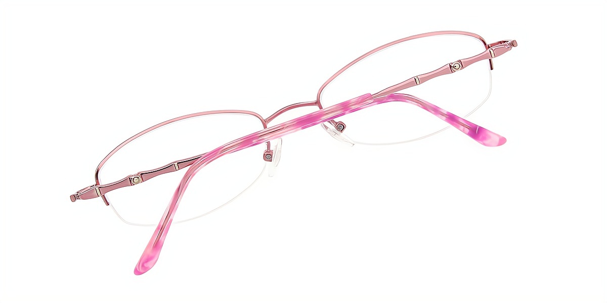 Pink Oval Refined Metal Eyeglasses
