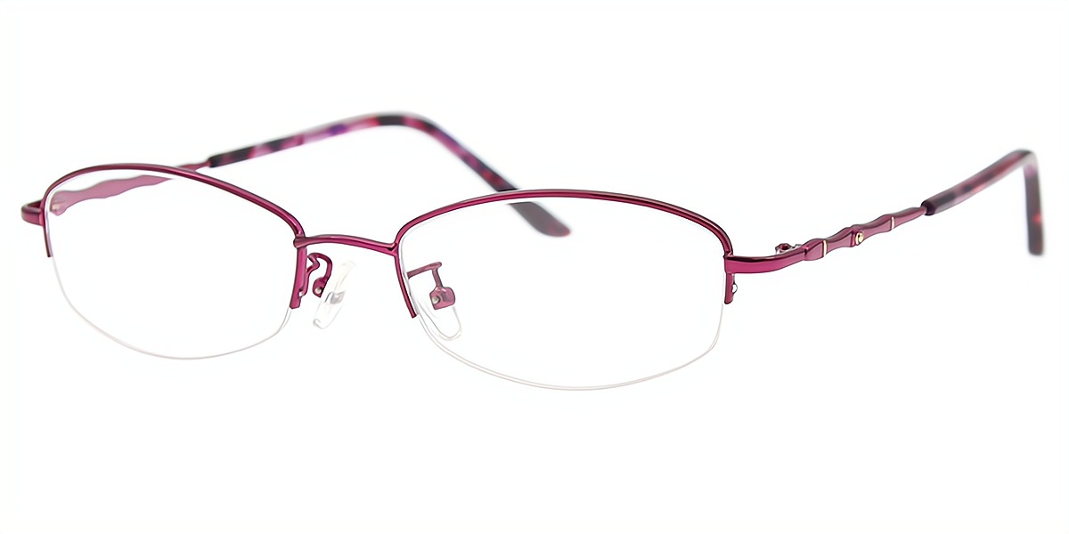 Purple Oval Refined Metal Eyeglasses
