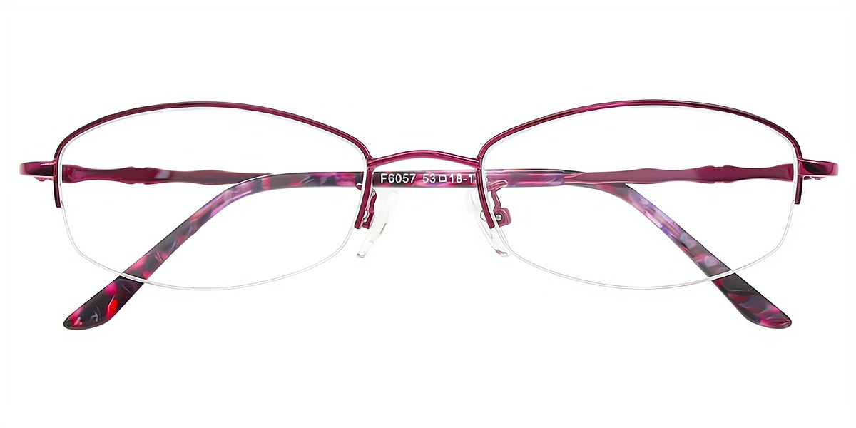 Purple Oval Refined Metal Eyeglasses
