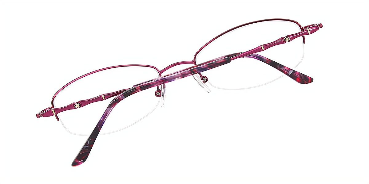 Purple Oval Refined Metal Eyeglasses