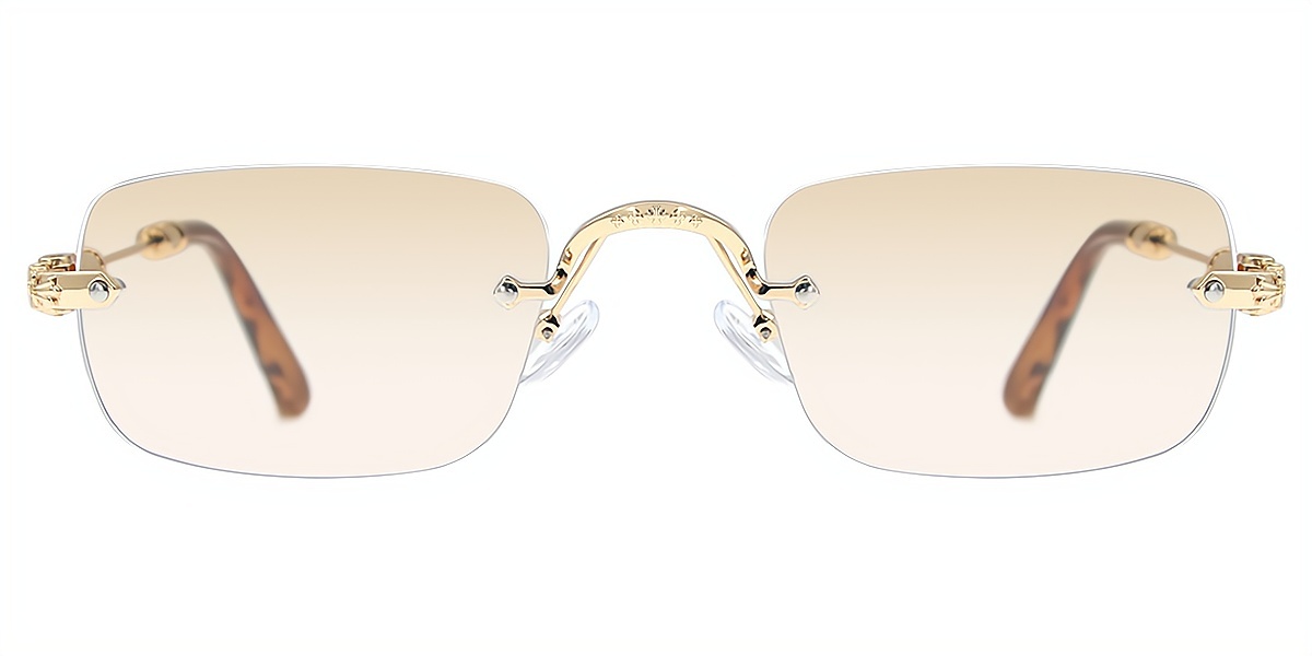 Golden Rectangle Exquisite Metal Eyeglasses