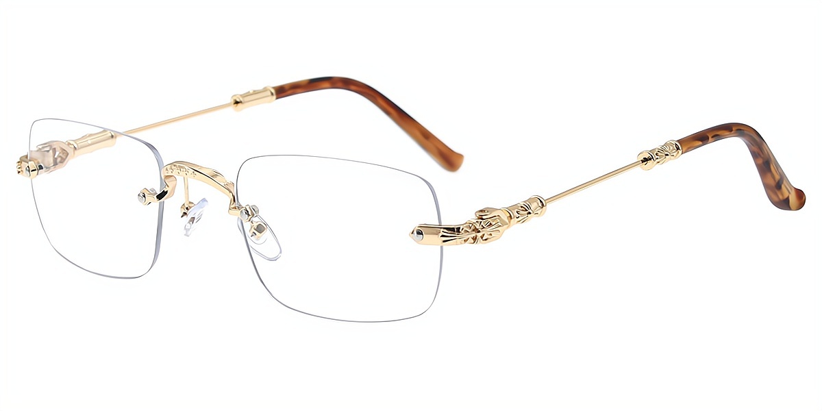 Golden Rectangle Exquisite Metal Eyeglasses